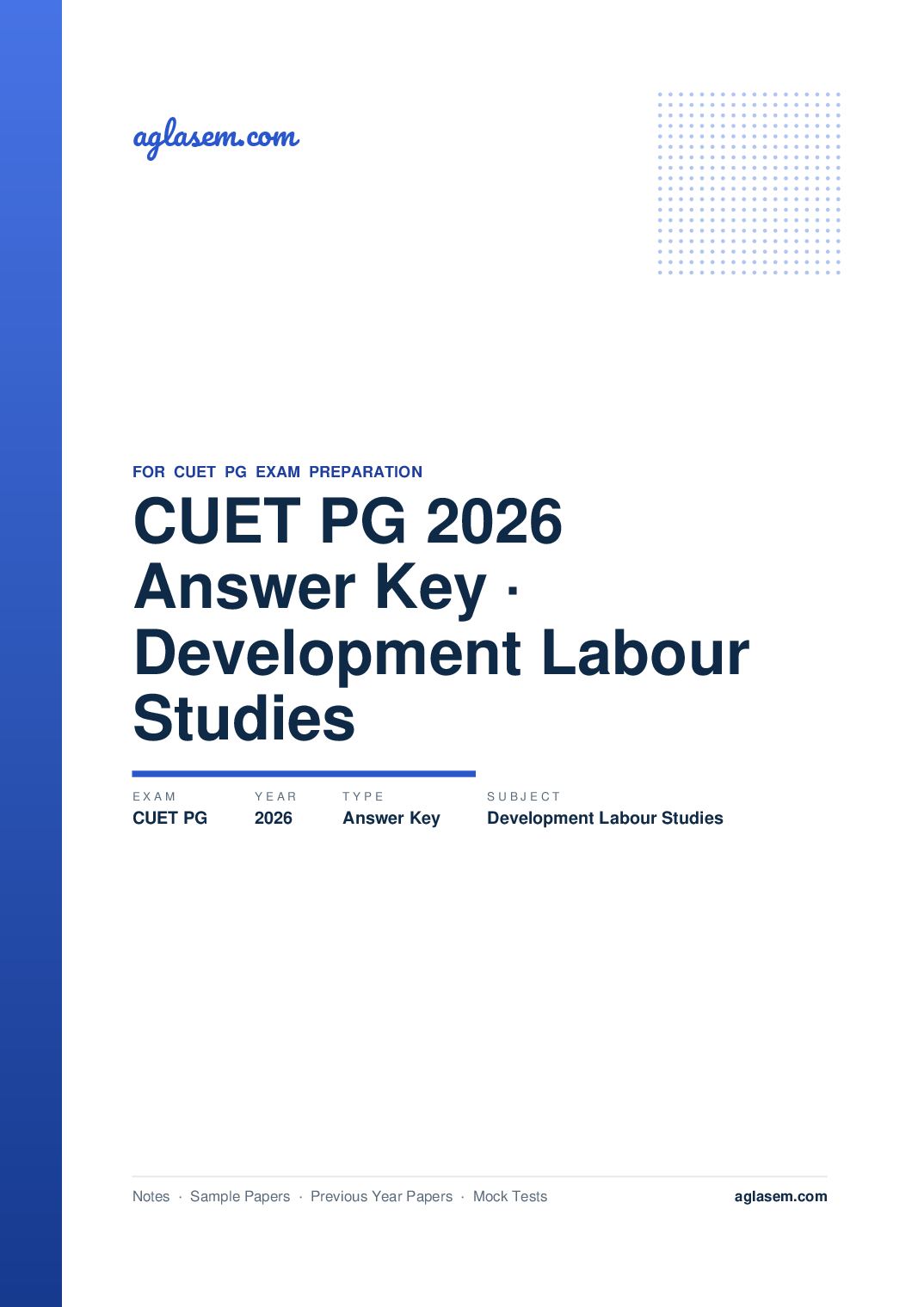 CUET PG 2026 Answer Key Development and Labour Studies - Page 1 of 3