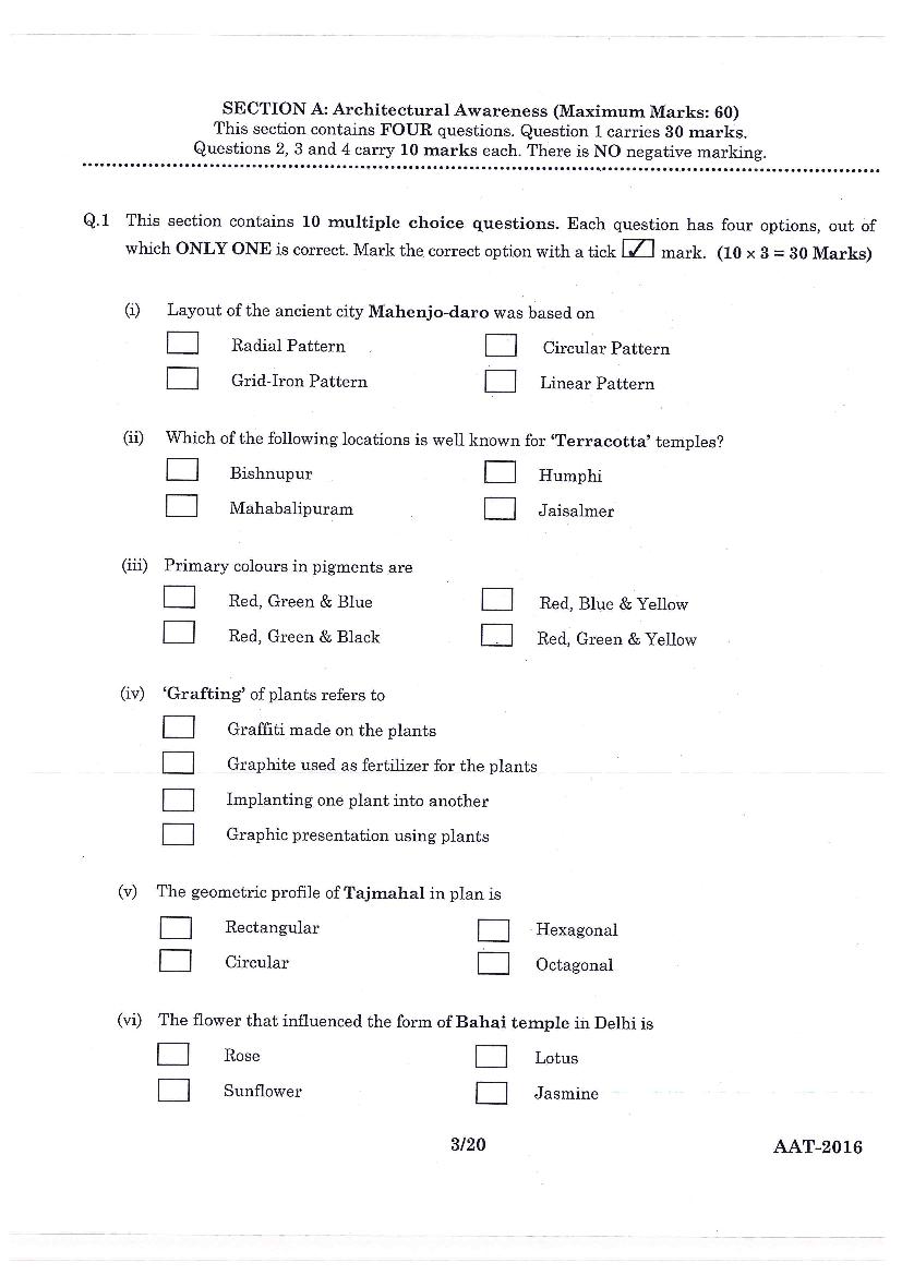 JEE Advanced AAT 2016 Question Paper PDF (Free Download)