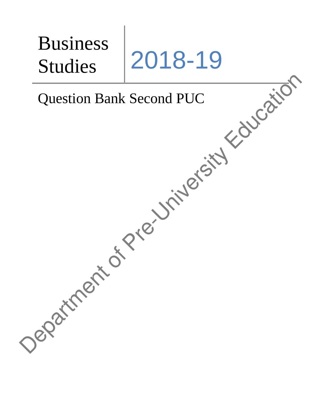 Karnataka 2nd PUC Question Bank for Business Studies 2018-19 - Page 1