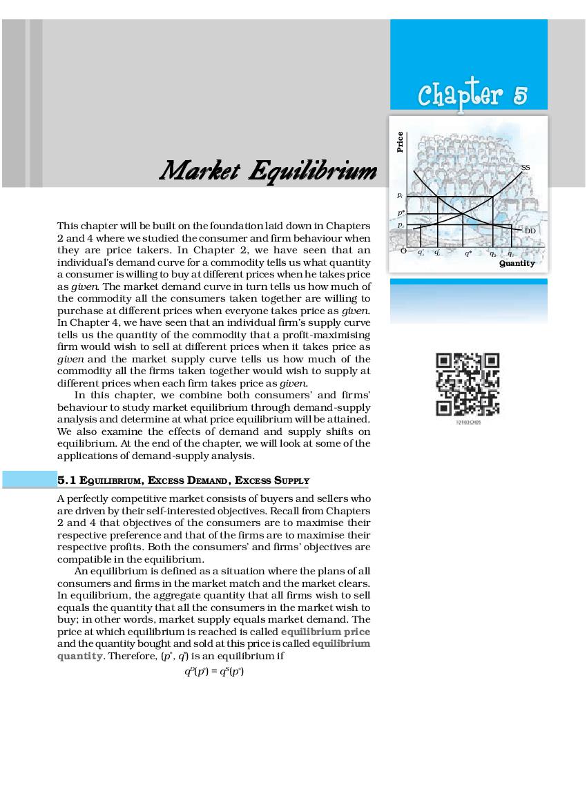NCERT Book Class 12 Economics (Microeconomics) Chapter 5 Market Equilibrium - Page 1