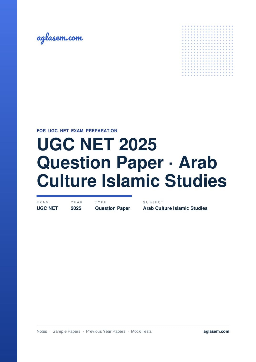 UGC NET 2025 Question Paper Arab Culture And Islamic Studies - Page 1 of 131
