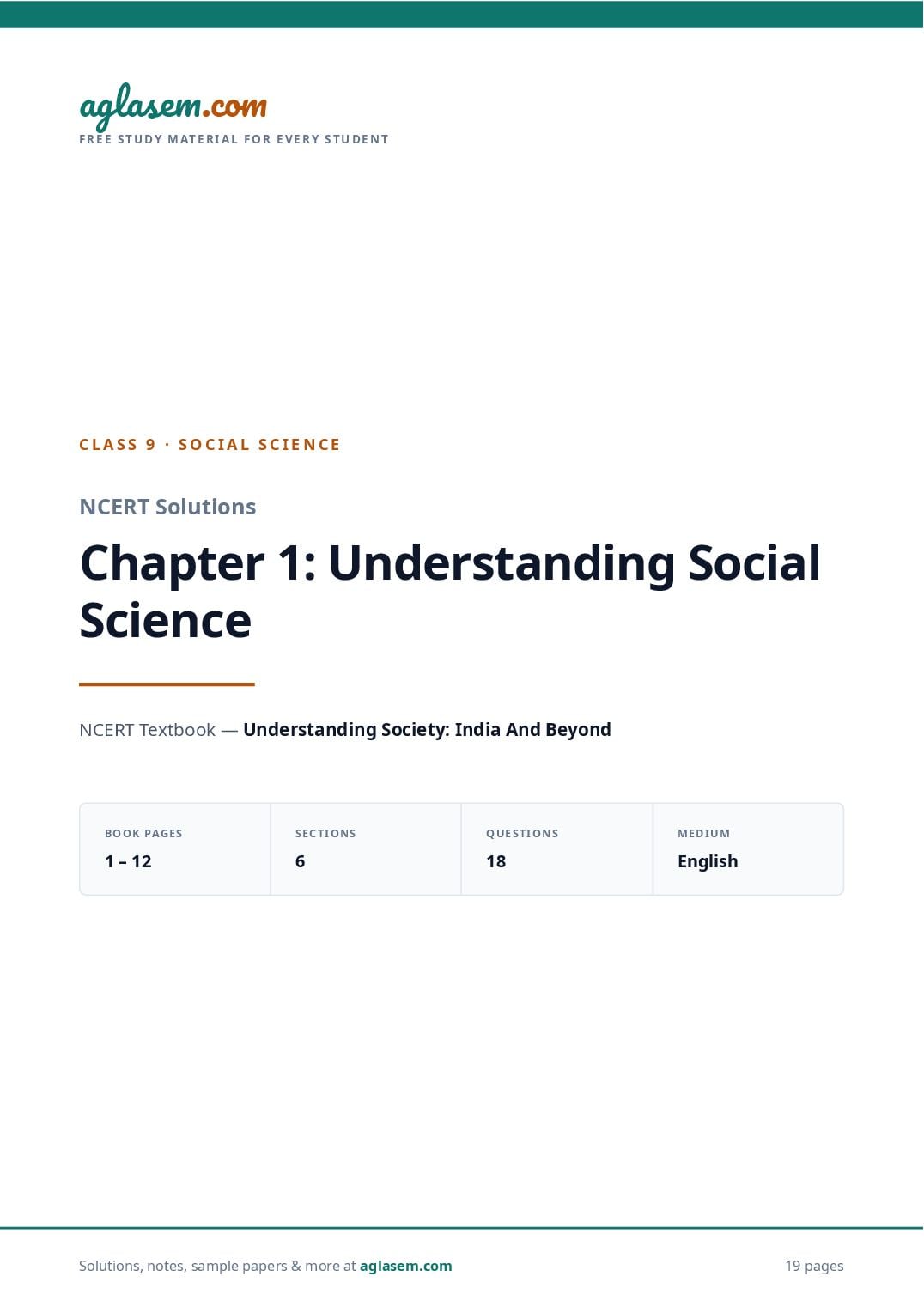 NCERT Solutions Class 9 Social Science Chapter 1 Understanding Social Science - Page 1 of 20