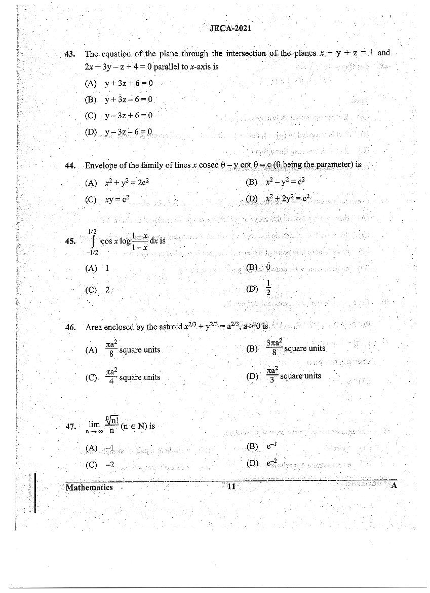 WB JECA 2021 Question Paper PDF: Mathematics and Aptitude