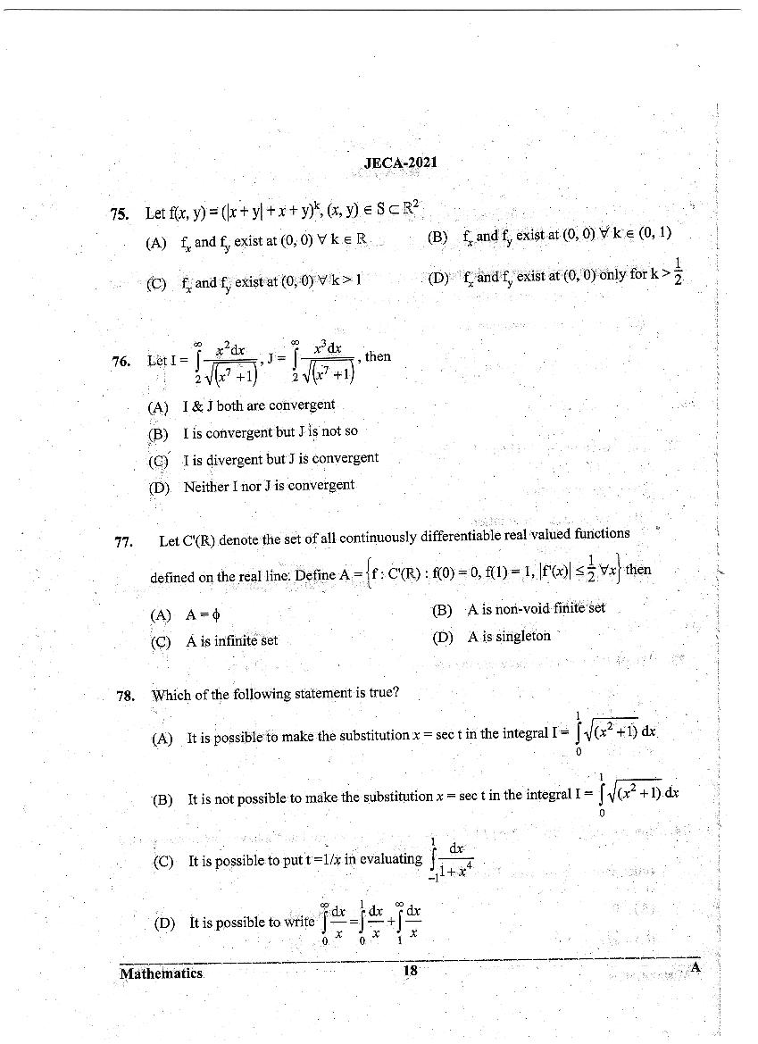 WB JECA 2021 Question Paper PDF: Mathematics and Aptitude