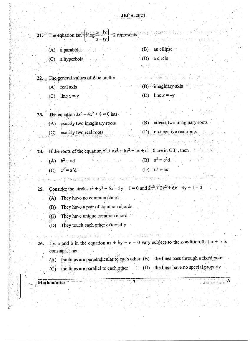 WB JECA 2021 Question Paper PDF: Mathematics and Aptitude