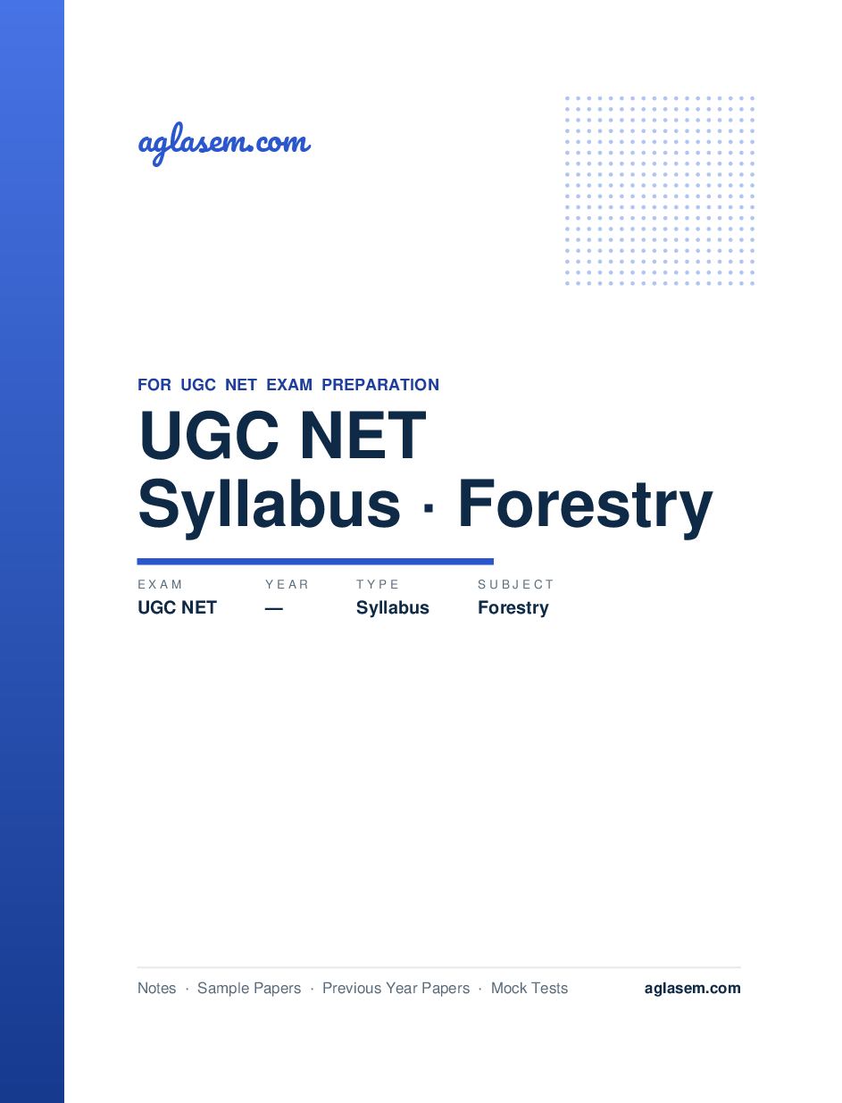 UGC NET Syllabus for Forestry - Page 1 of 21