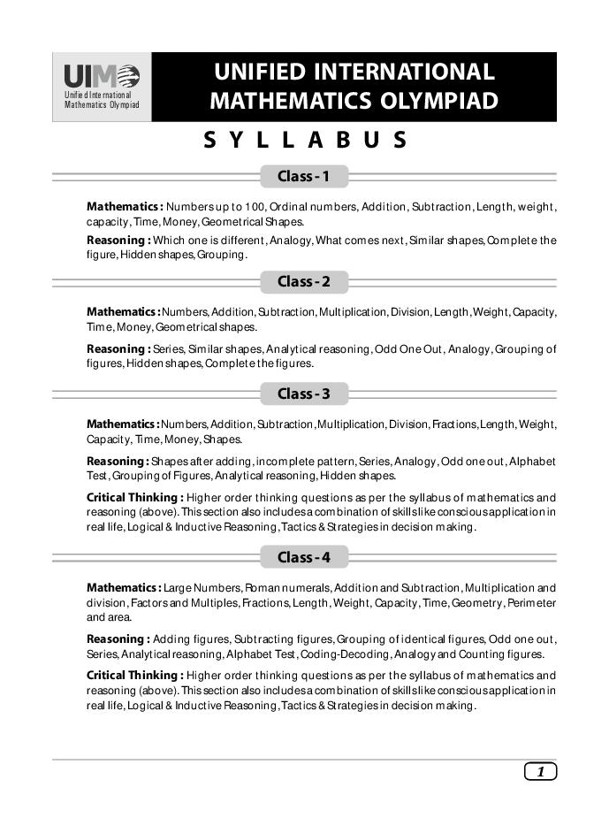 UIMO Syllabus - Page 1