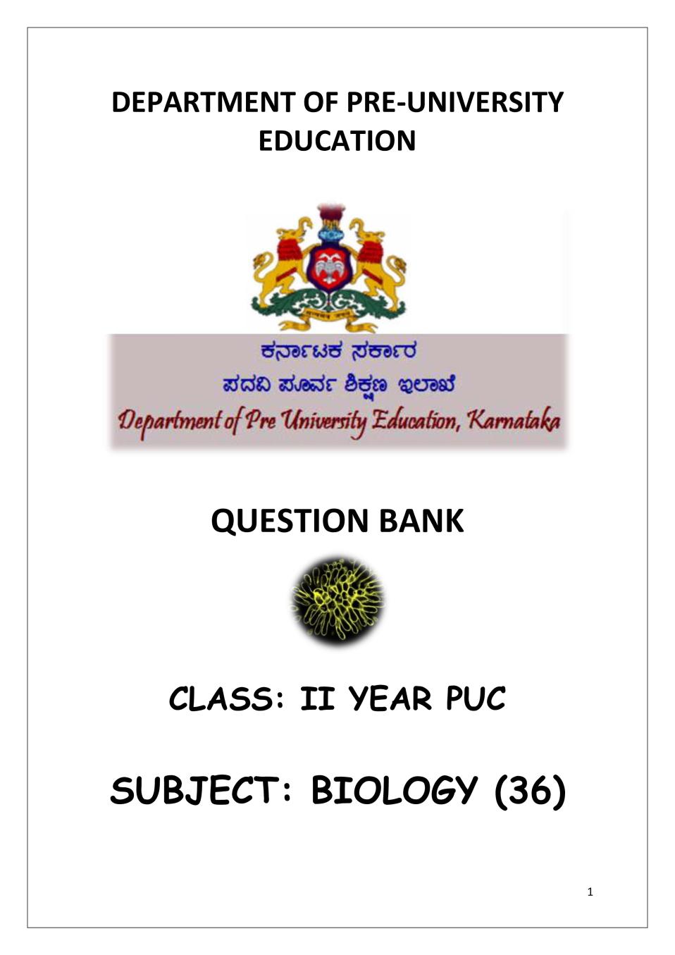 Karnataka 2nd PUC Question Bank for Biology 2017-18 - Page 1