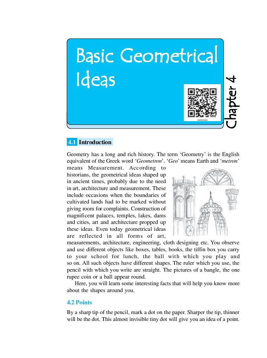 NCERT Book Class 6 Maths Chapter 4 Basic Geometrical Ideas - Page 1