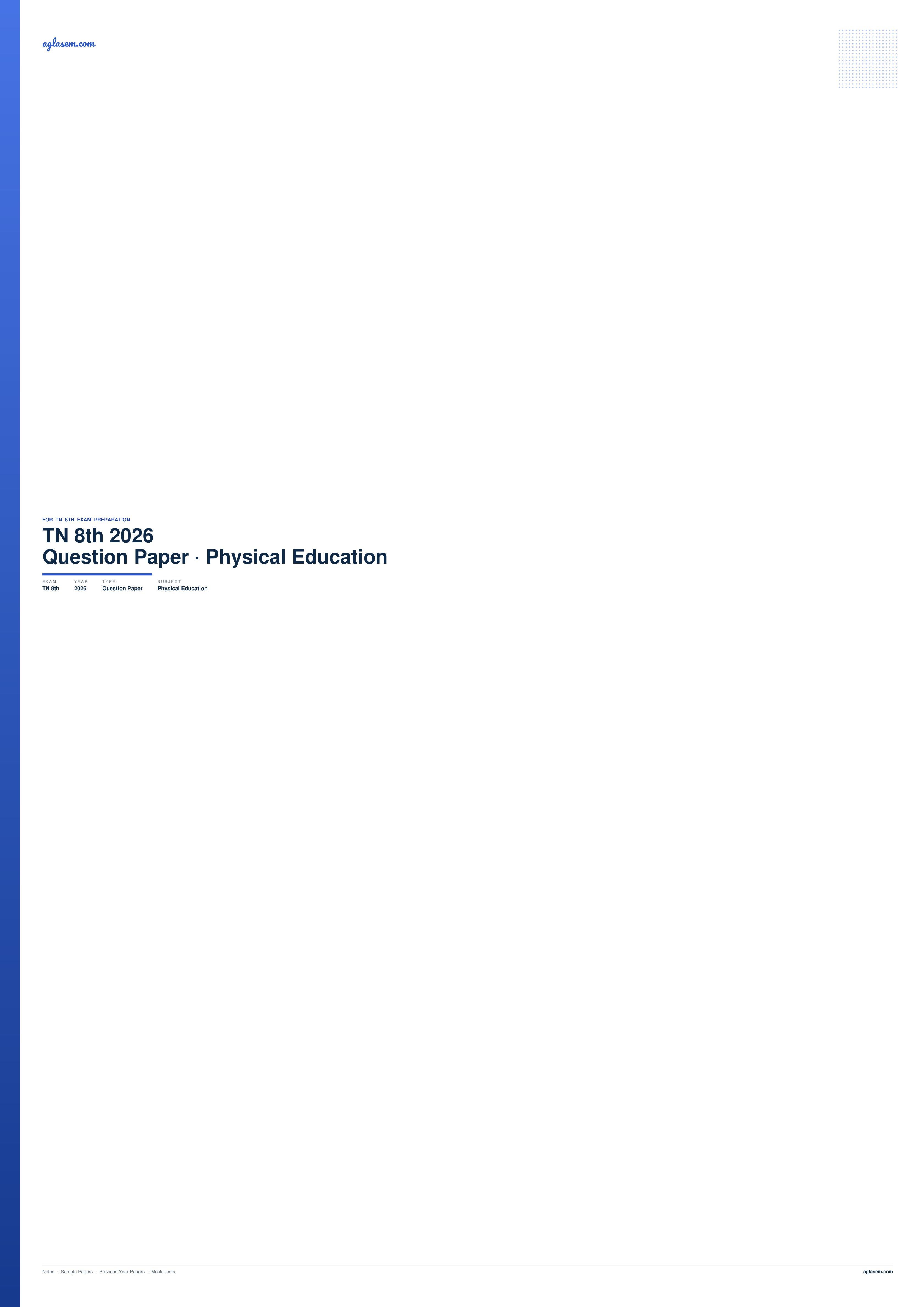 TN 8th Question Paper 2026 Physical Education - Page 1 of 3