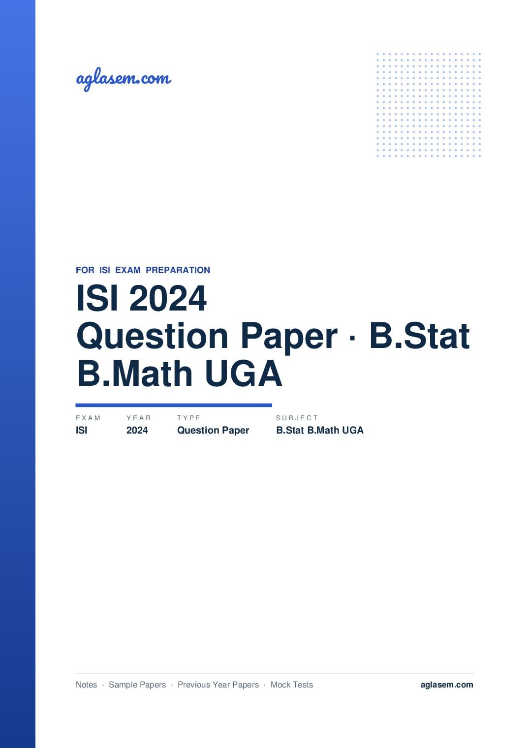 ISI Admission Test 2024 Question Paper B.Stat B.Math UGA - Page 1 of 8