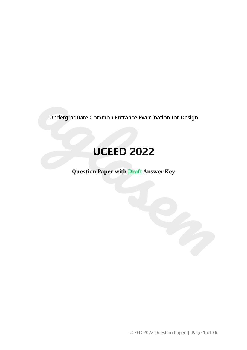 UCEED 2022 Draft Answer Key - Page 1