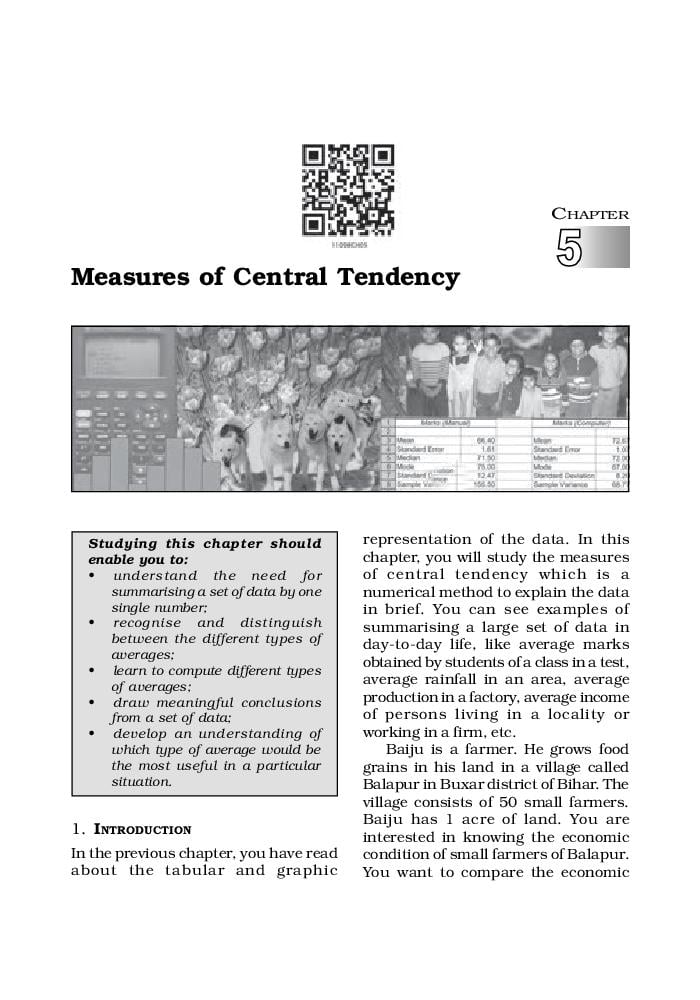 NCERT Book Class 11 Economics (Statistics for Economics) Chapter 5 Measures of Central Tendency - Page 1