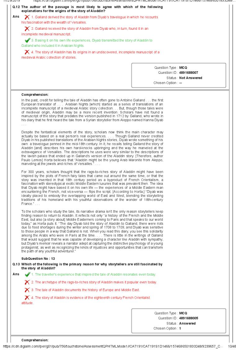 CAT 2019 Question Paper PDF with Answer Key (Slot 1 and 2)