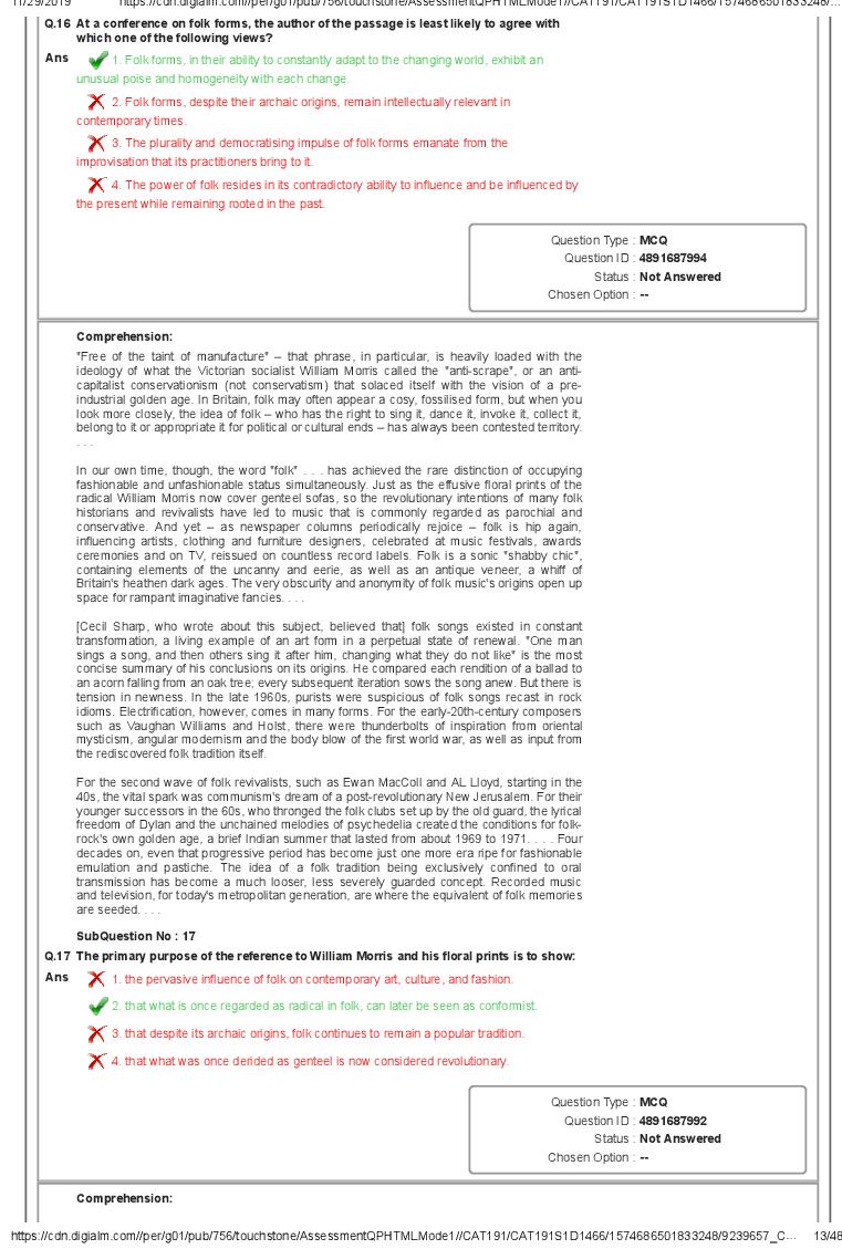 CAT 2019 Question Paper PDF with Answer Key (Slot 1 and 2)