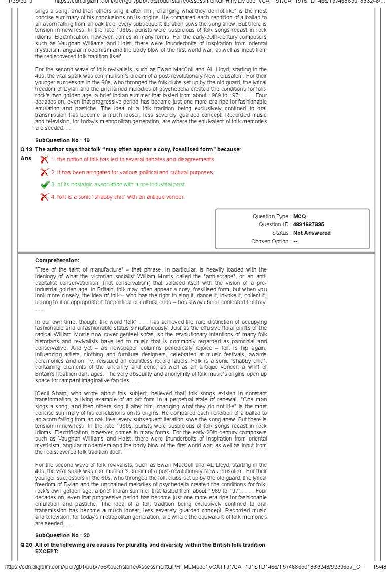 CAT 2019 Question Paper PDF with Answer Key (Slot 1 and 2)