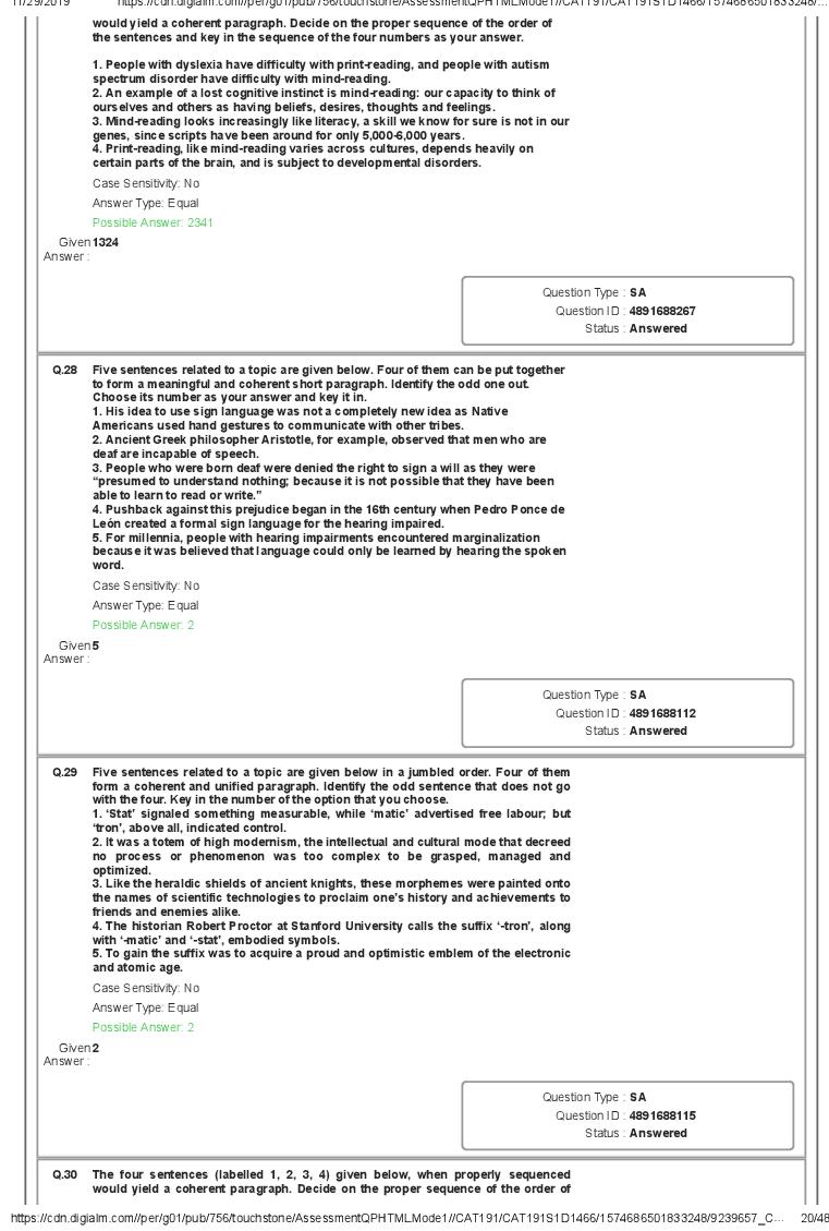 CAT 2019 Question Paper PDF with Answer Key (Slot 1 and 2)