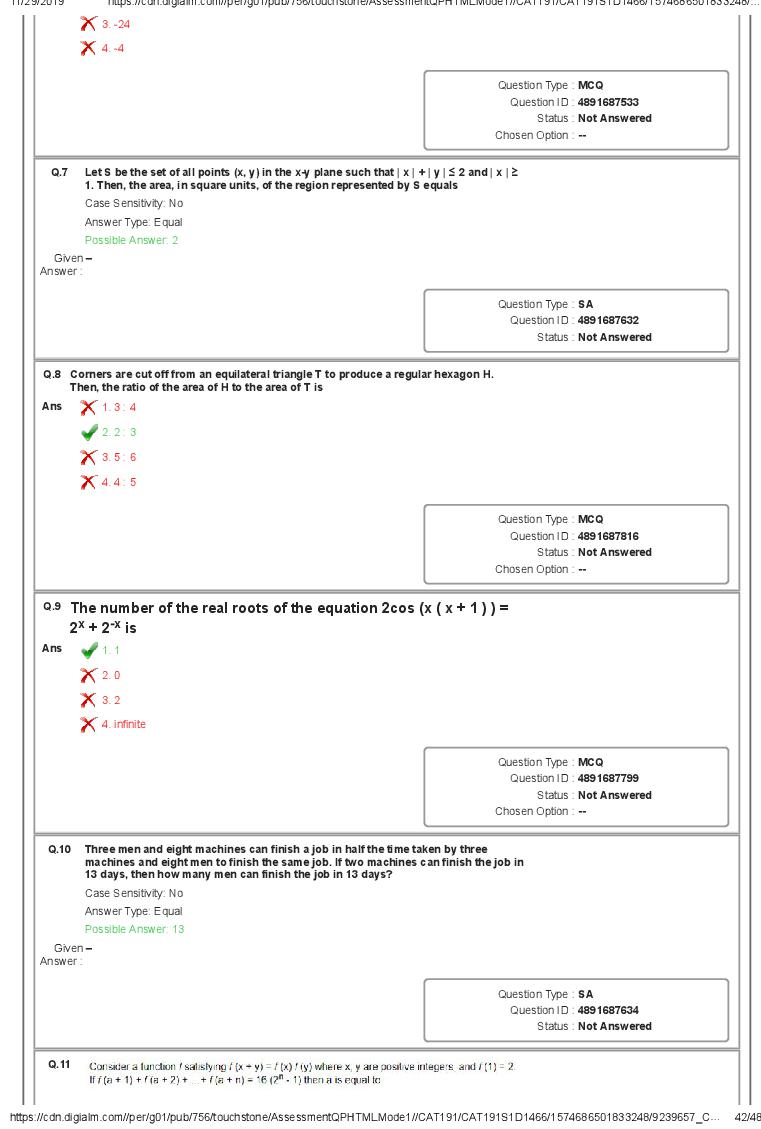 CAT 2019 Question Paper PDF with Answer Key (Slot 1 and 2)