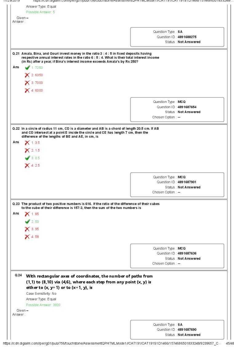 CAT 2019 Question Paper PDF with Answer Key (Slot 1 and 2)