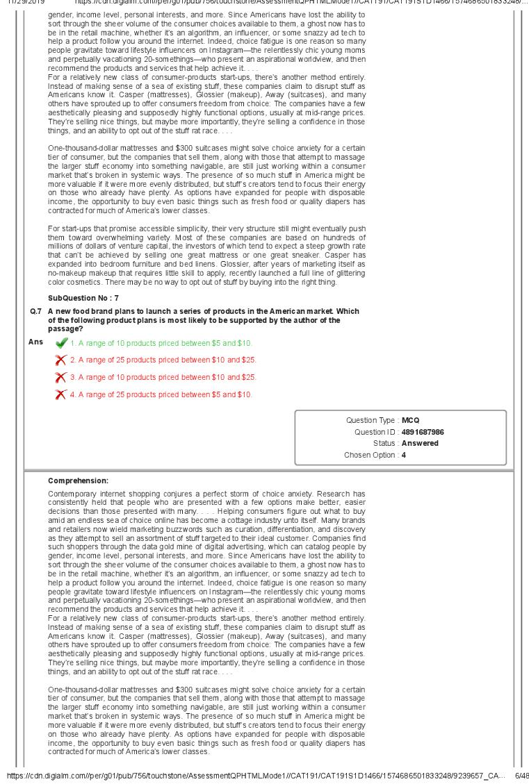 CAT 2019 Question Paper PDF with Answer Key (Slot 1 and 2)