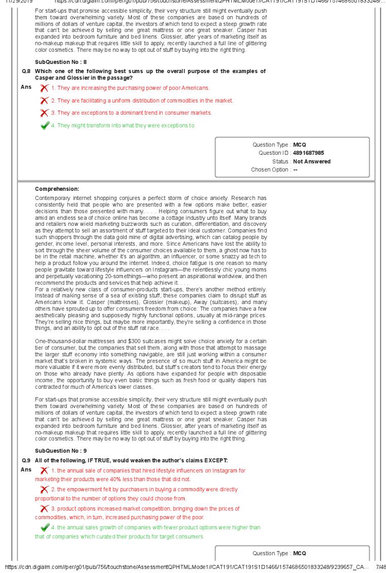 CAT 2019 Question Paper PDF with Answer Key (Slot 1 and 2)