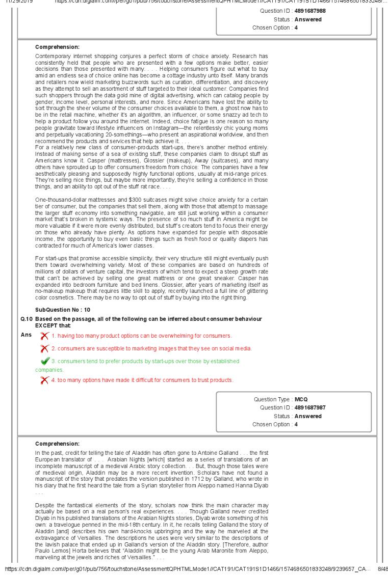 CAT 2019 Question Paper PDF with Answer Key (Slot 1 and 2)
