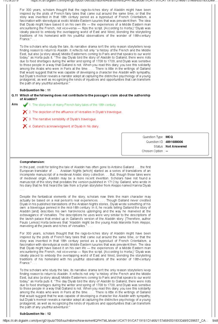 CAT 2019 Question Paper PDF with Answer Key (Slot 1 and 2)