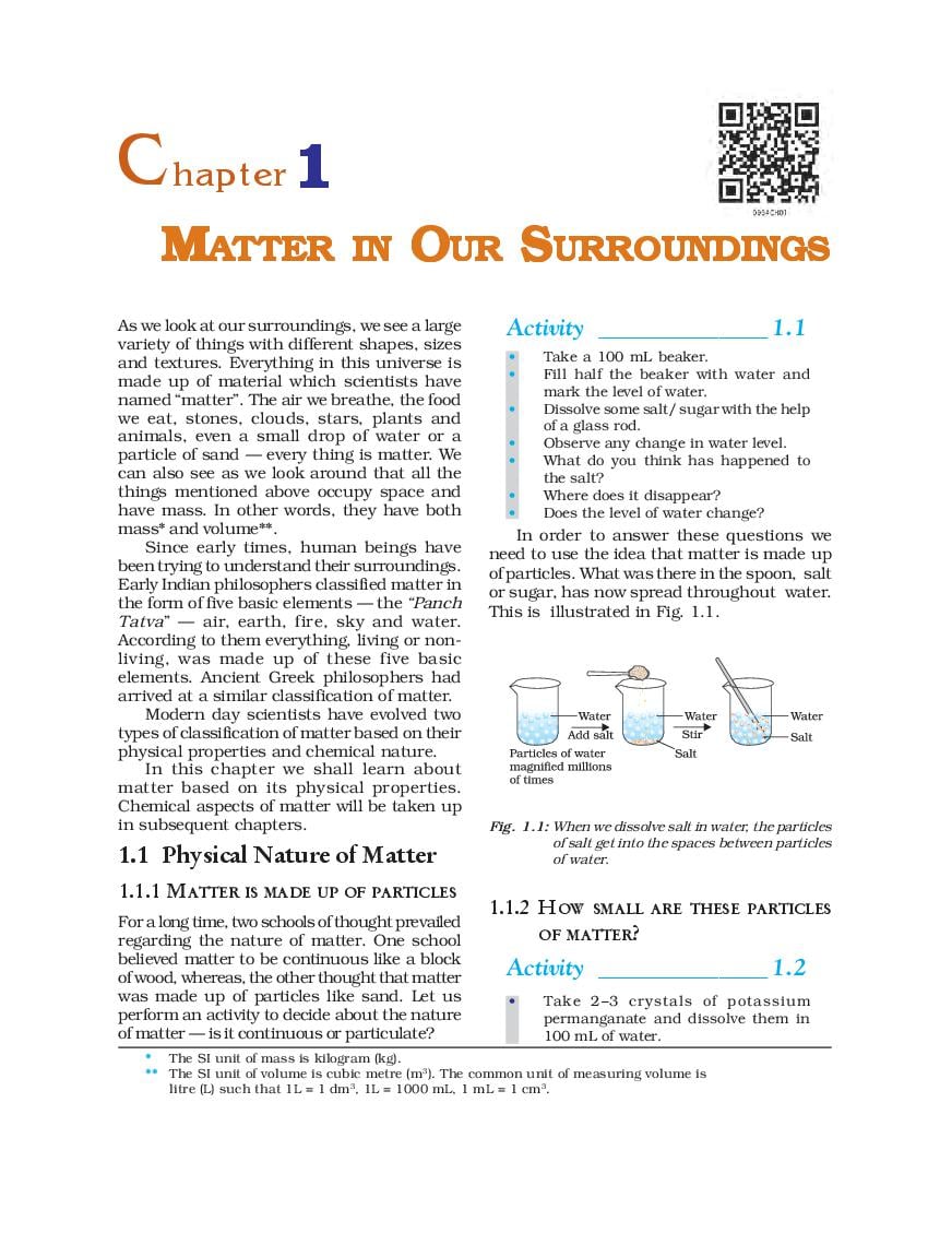 NCERT Book Class 9 Science Chapter 1 Matter in our surroundings - Page 1