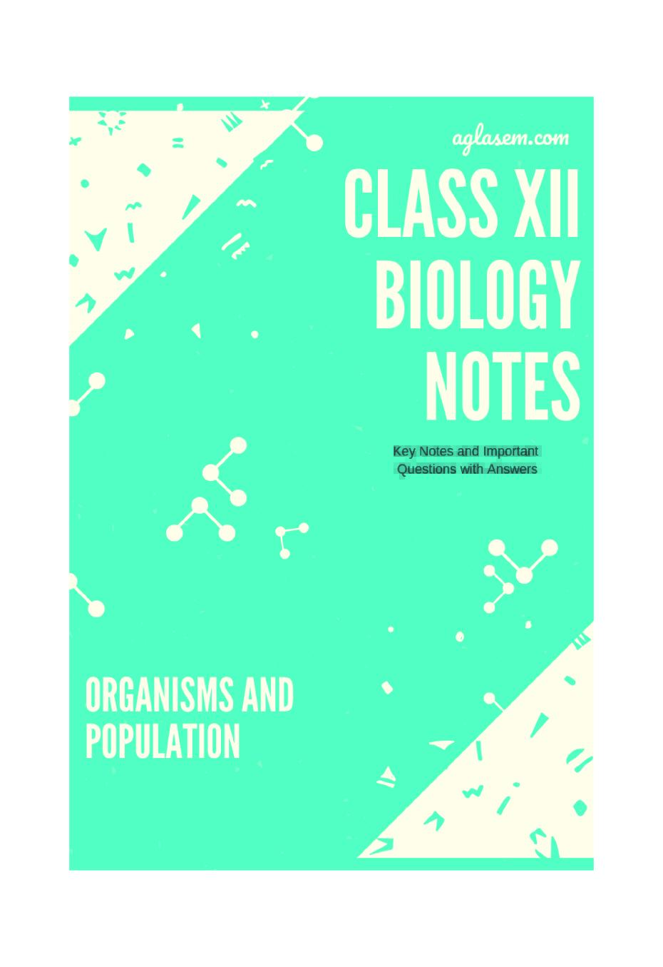 Class 12 Biology Notes for Organisms and Population - Page 1