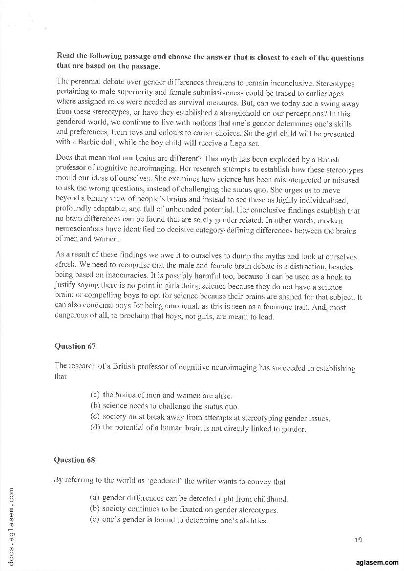 IPMAT Indore 2019 Question Paper PDF (100 Questions)