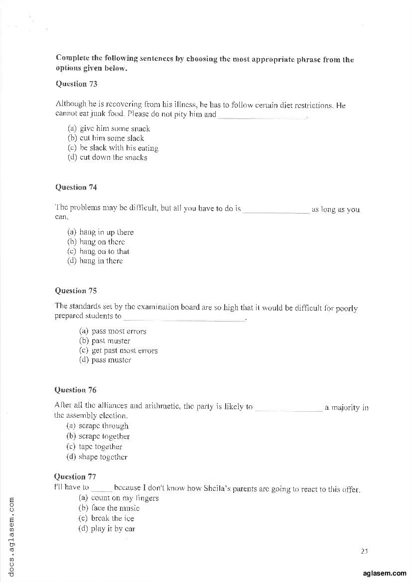 IPMAT Indore 2019 Question Paper PDF (100 Questions)