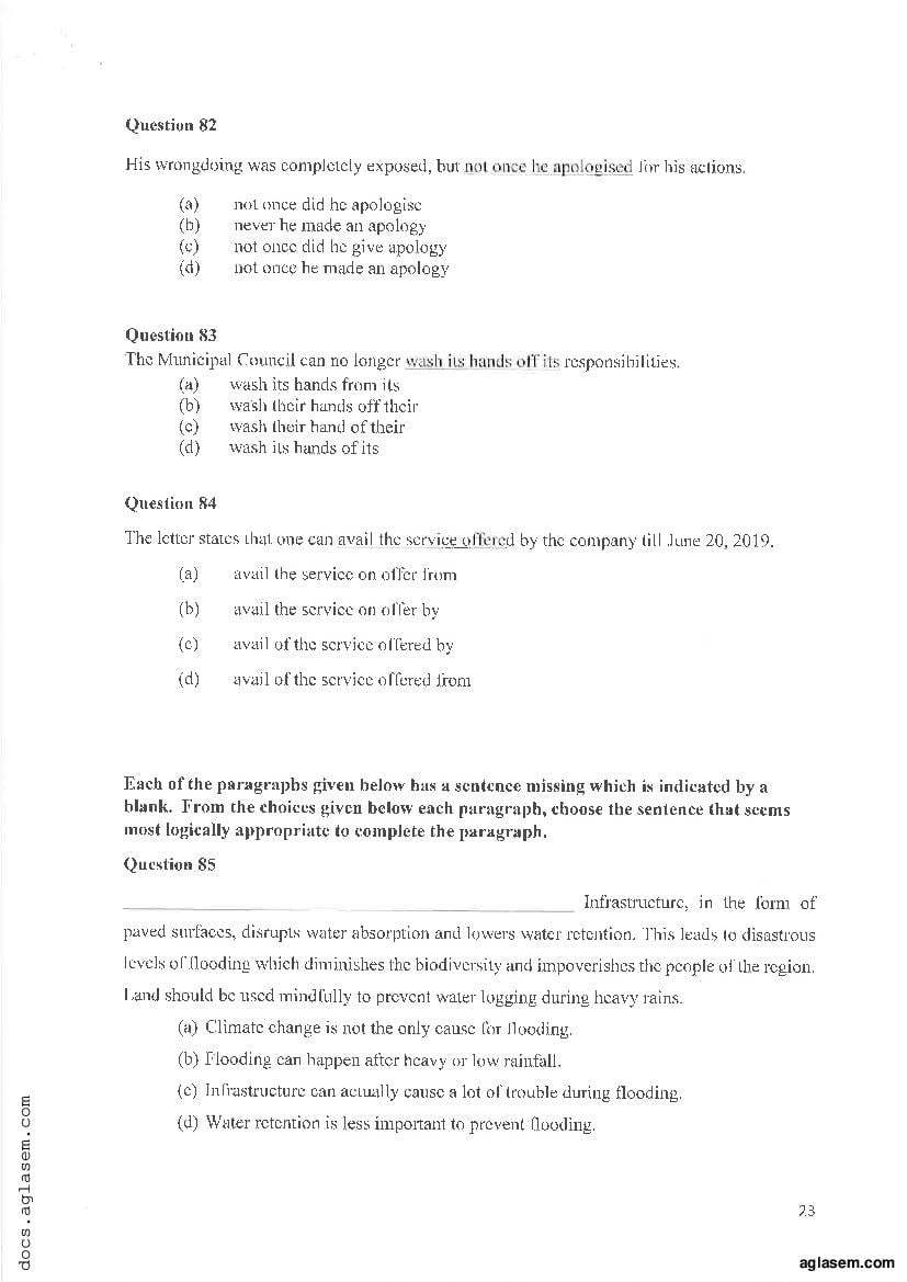 IPMAT Indore 2019 Question Paper PDF (100 Questions)