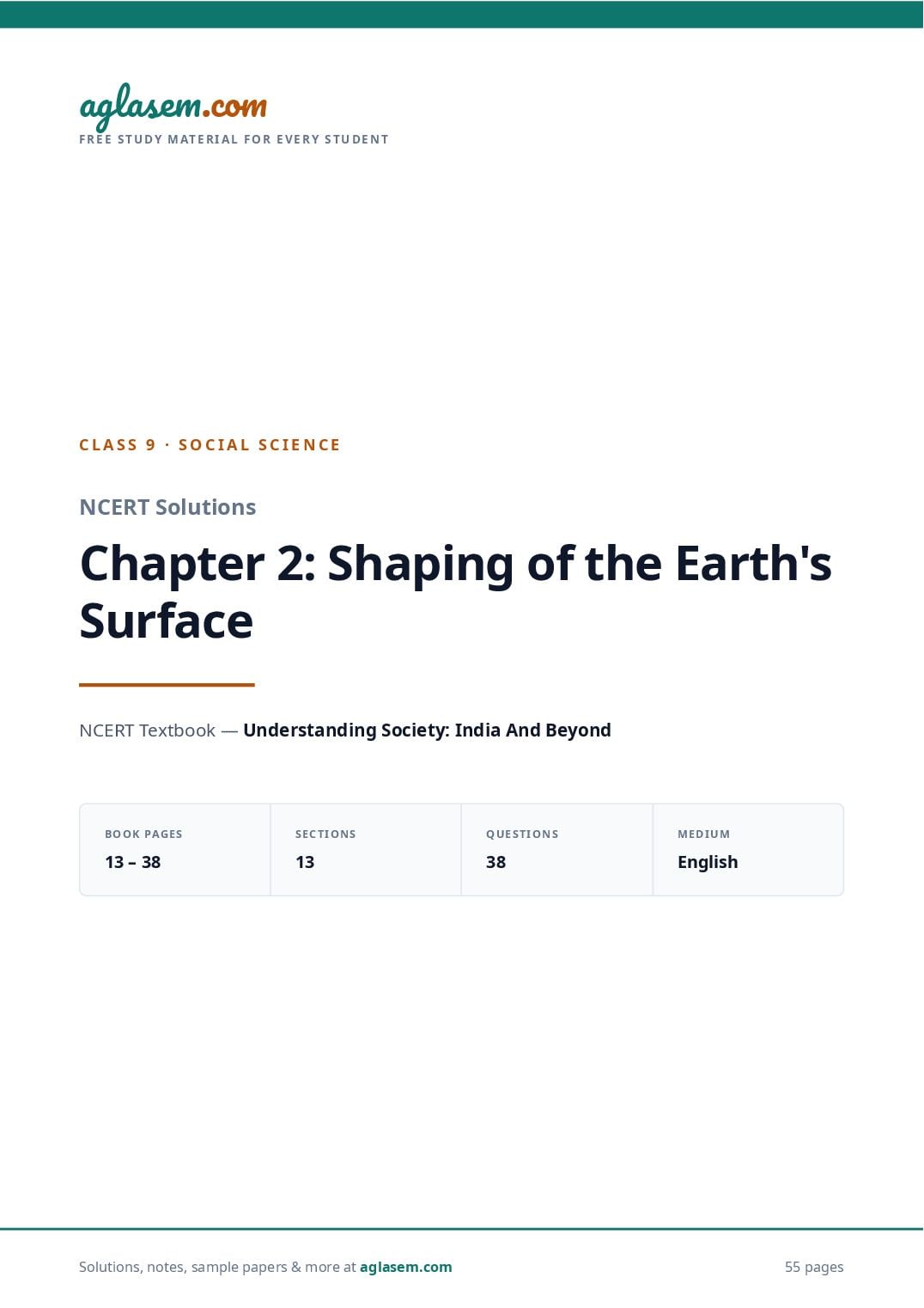 NCERT Solutions Class 9 Social Science Chapter 2 Shaping of the Earth s Surface - Page 1 of 56