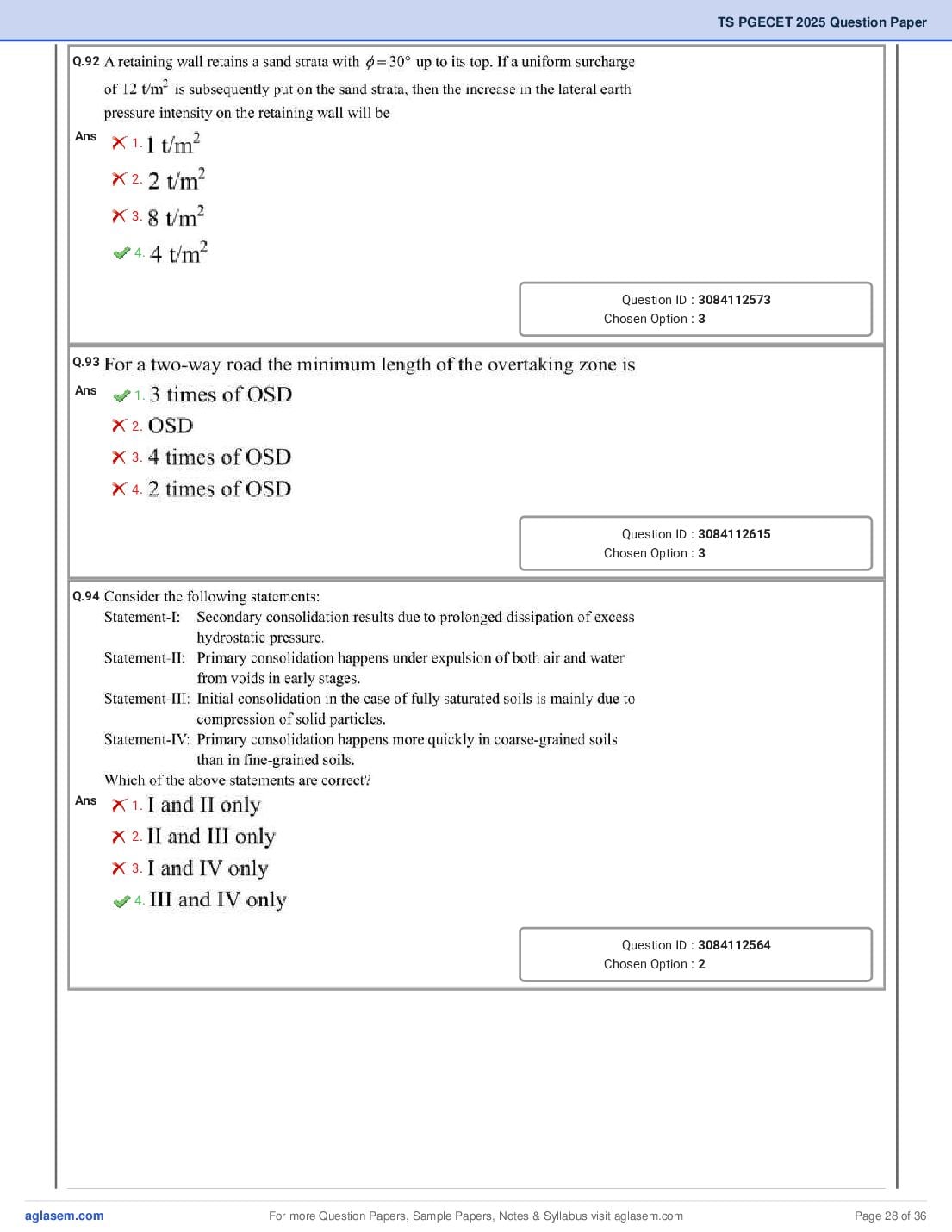 TG PGECET 2025 Question Paper PDF (5 Papers)