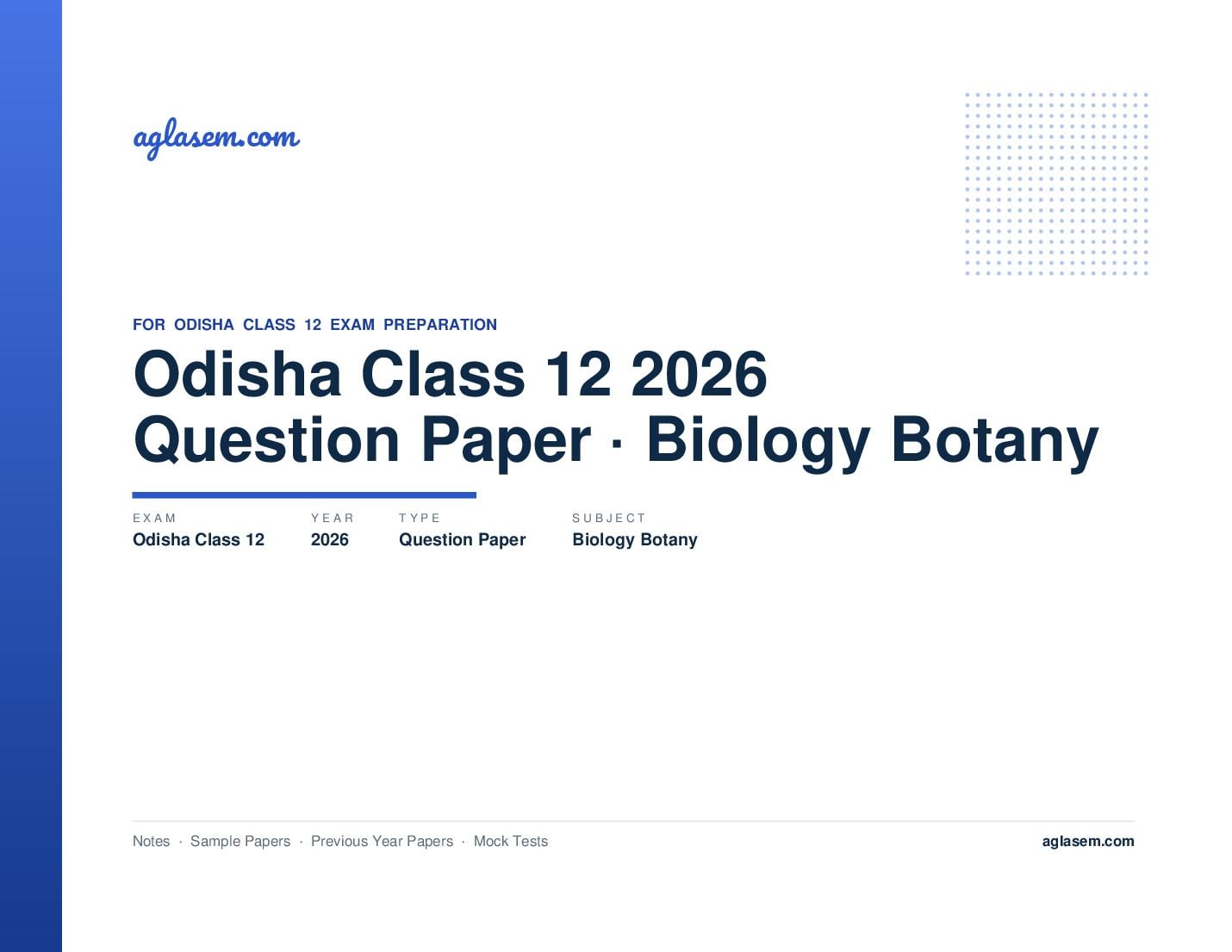 Odisha Class 12 Question Paper 2026 Biology Botany - Page 1 of 9