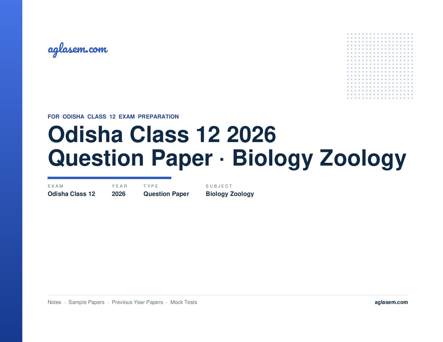Odisha Class 12 Question Paper 2026 Biology Zoology - Page 1 of 9