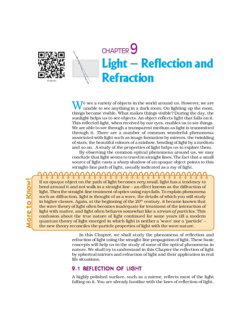 NCERT Book Class 10 Science Chapter 9 Light – Reflection and Refraction - Page 1