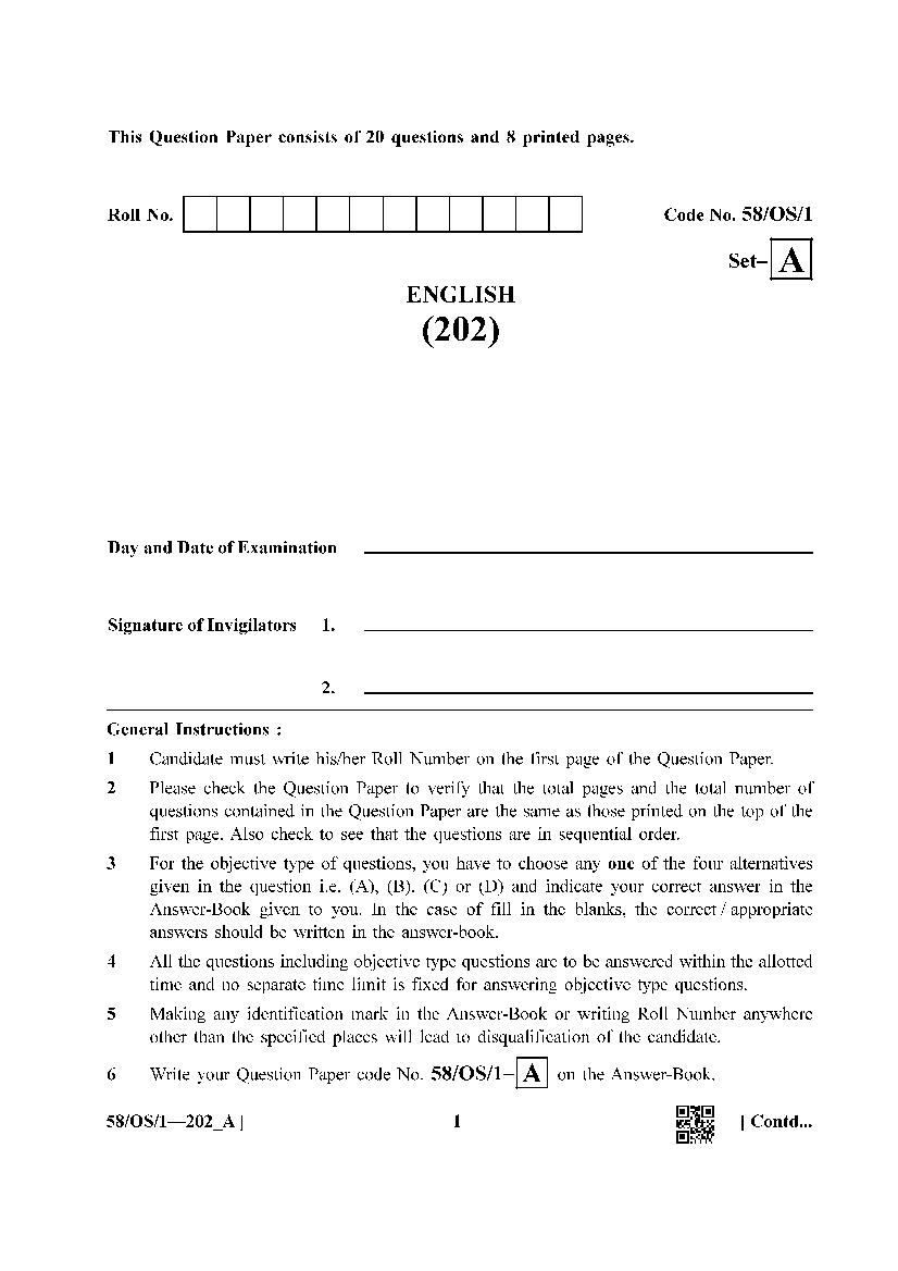 NIOS Class 10 Question Paper Apr 2019 - English - Page 1