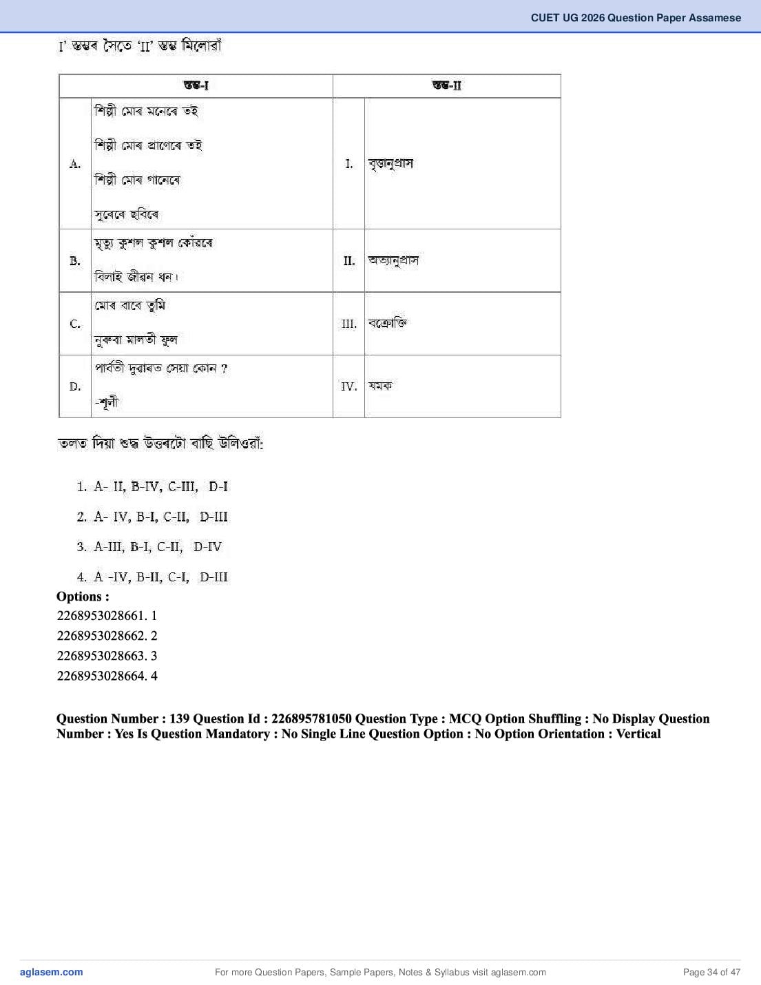 CUET 2026 Question Paper PDF (37 Subjects) with Answer Key