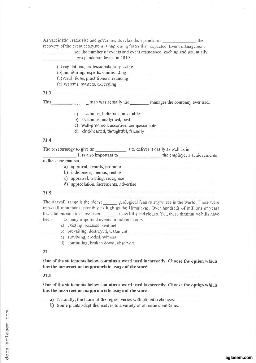 IPMAT Indore 2021 Question Paper PDF (QA SA, QA MCQ, Verbal)