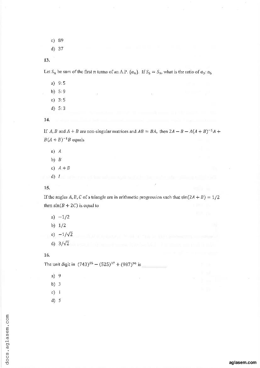 IPMAT Indore 2021 Question Paper PDF (QA SA, QA MCQ, Verbal)