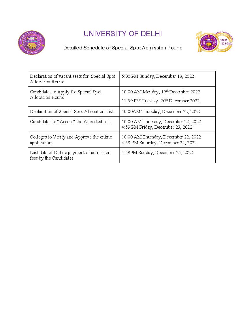 Csas 2022 Vacant Seats For Special Spot Admission Round