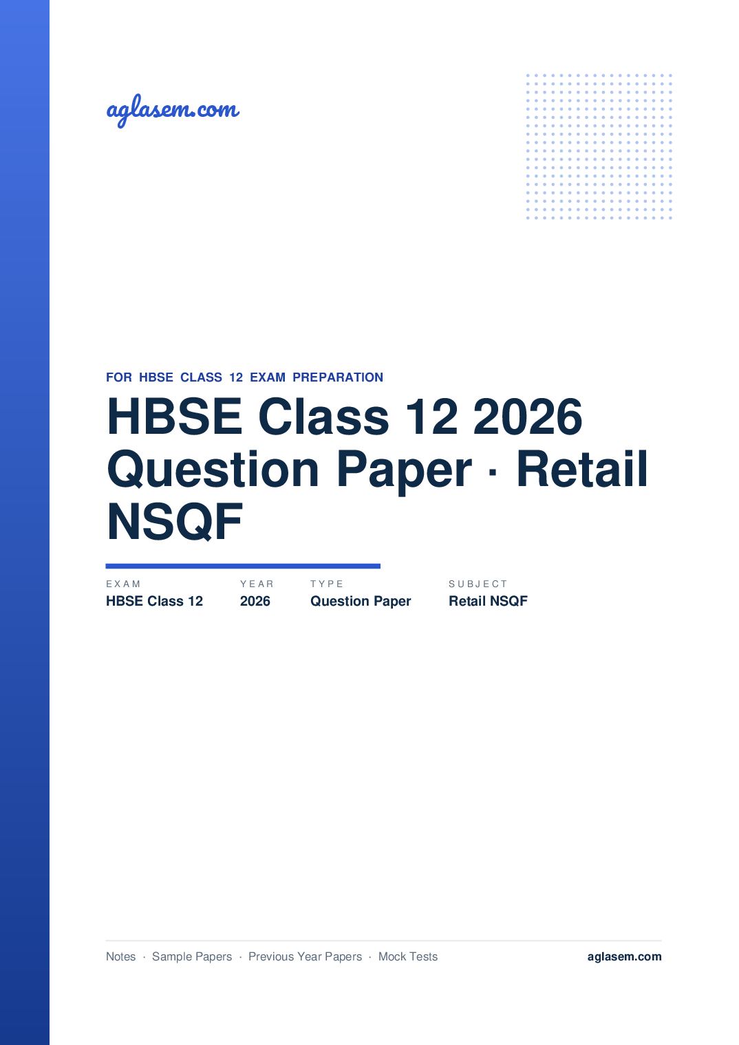 HBSE Class 12 Question Paper 2026 Retail NSQF - Page 1 of 9