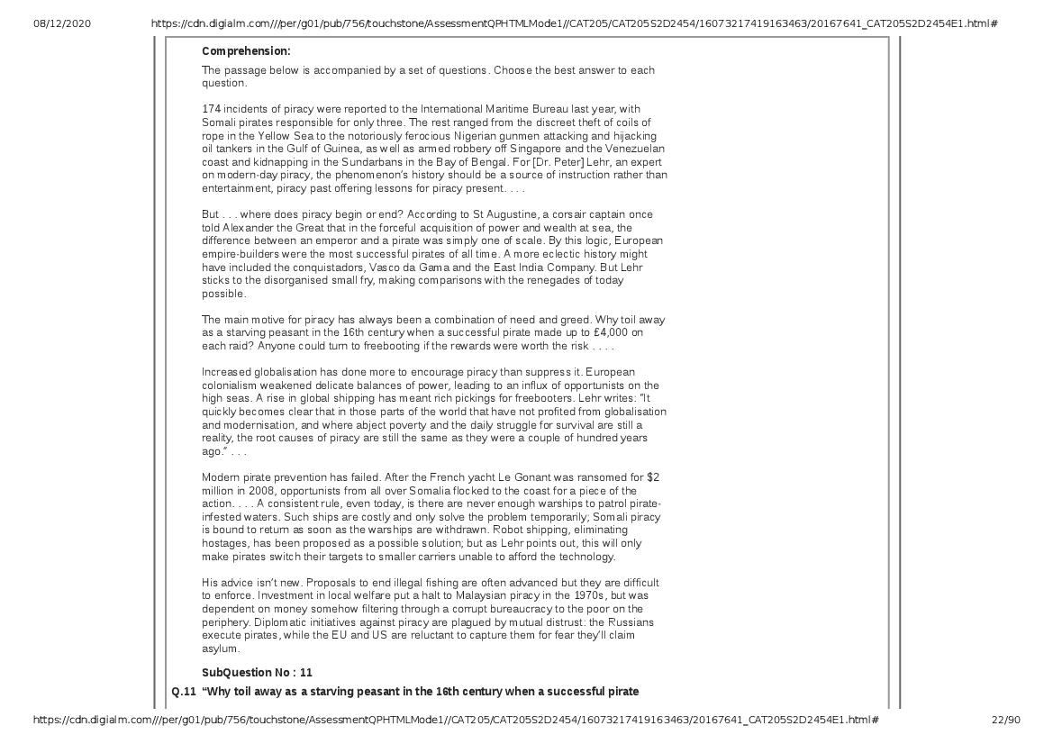 CAT 2020 Question Paper PDF with Answer Key (Slots 2 and 3)
