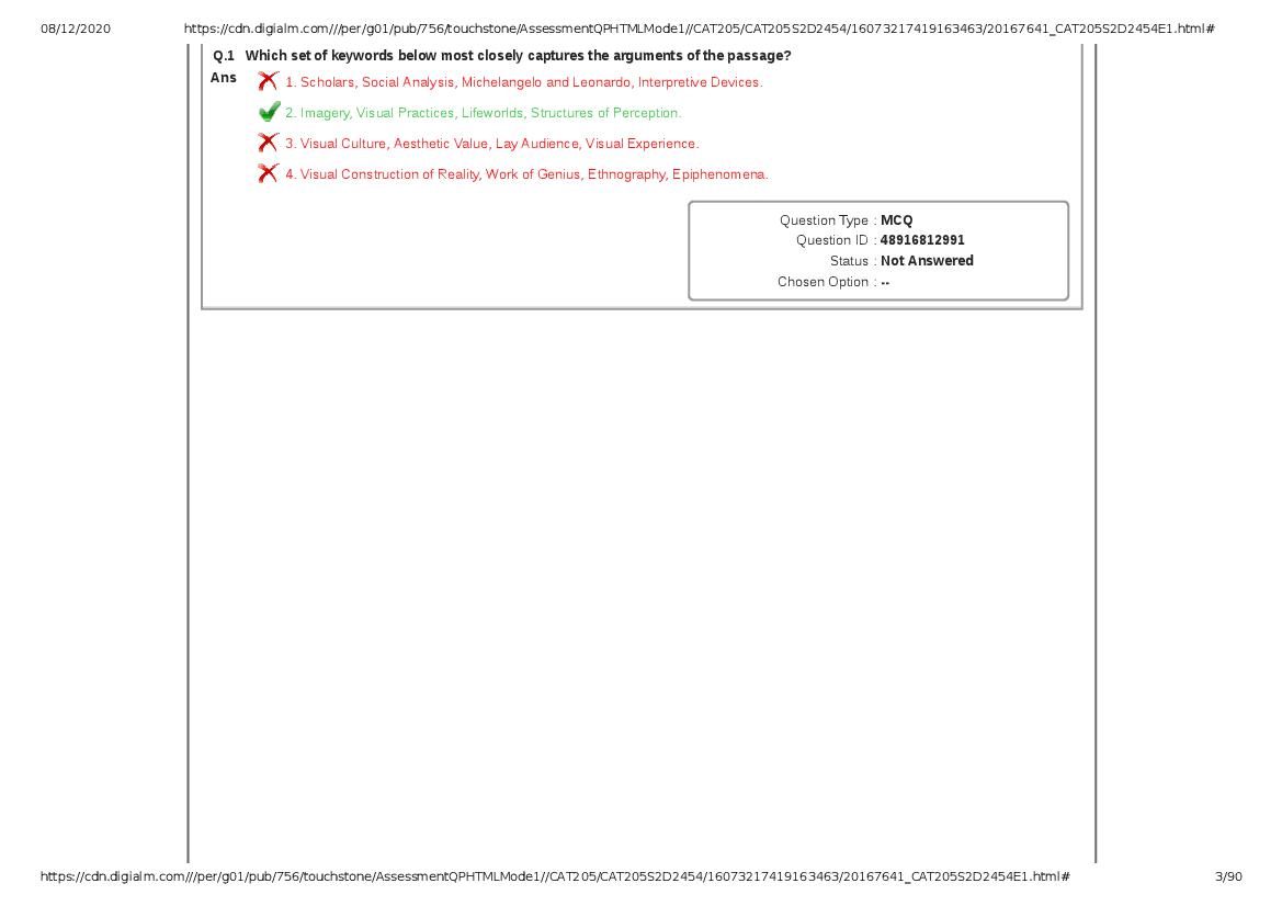 CAT 2020 Question Paper PDF with Answer Key (Slots 2 and 3)