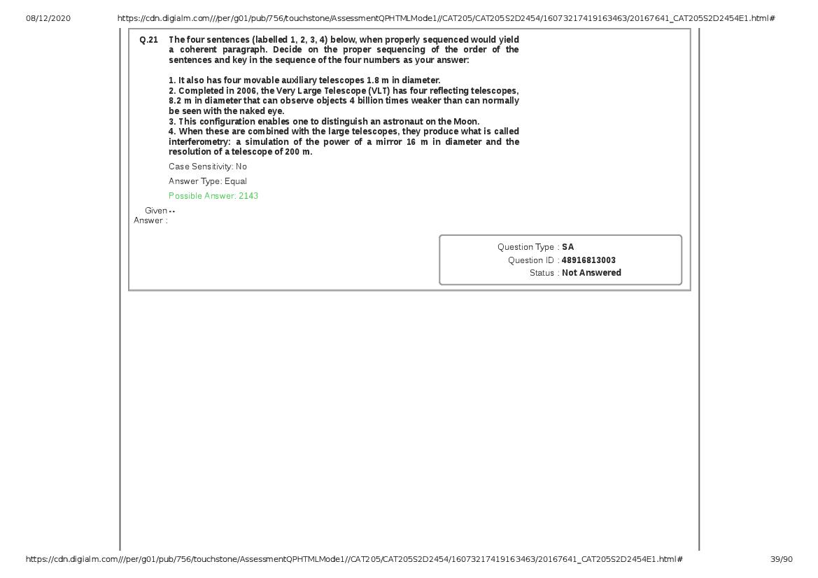 CAT 2020 Question Paper PDF with Answer Key (Slots 2 and 3)