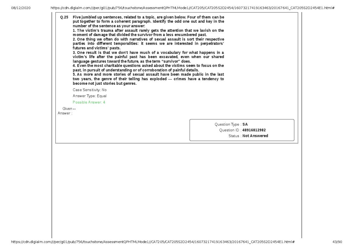 CAT 2020 Question Paper PDF with Answer Key (Slots 2 and 3)
