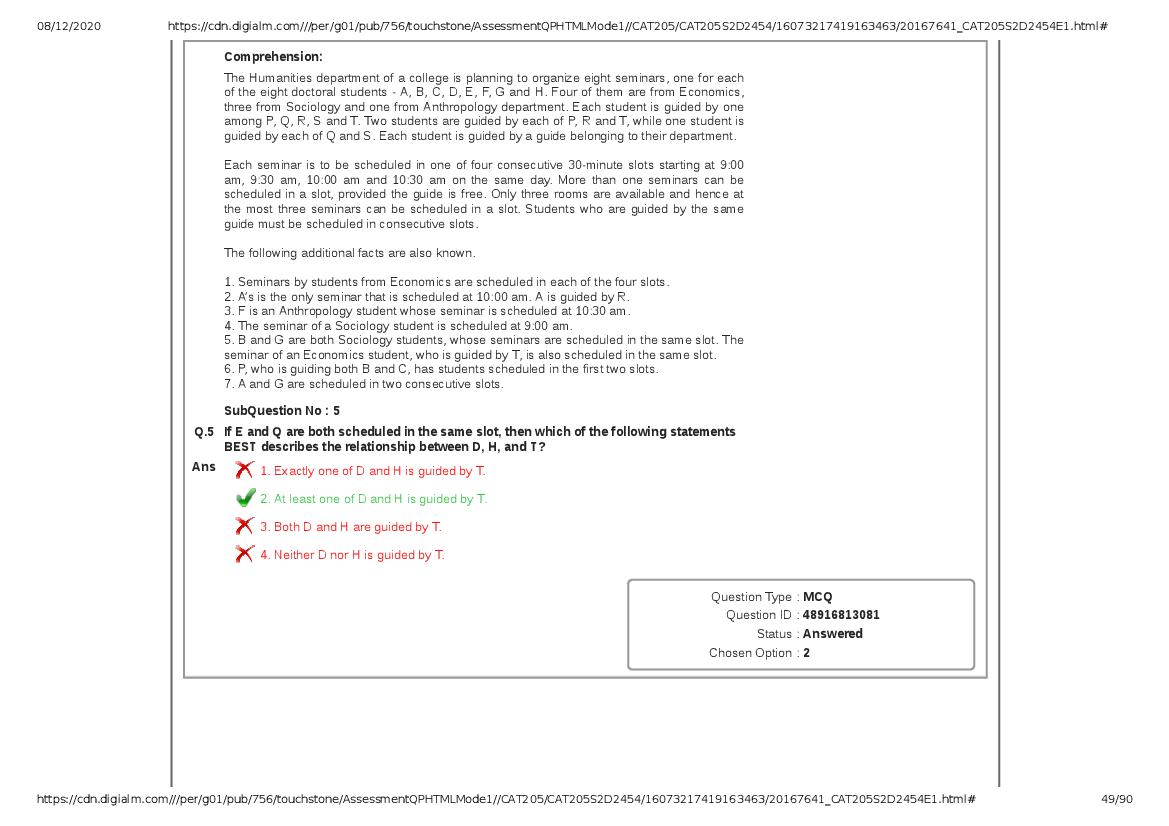 CAT 2020 Question Paper PDF with Answer Key (Slots 2 and 3)