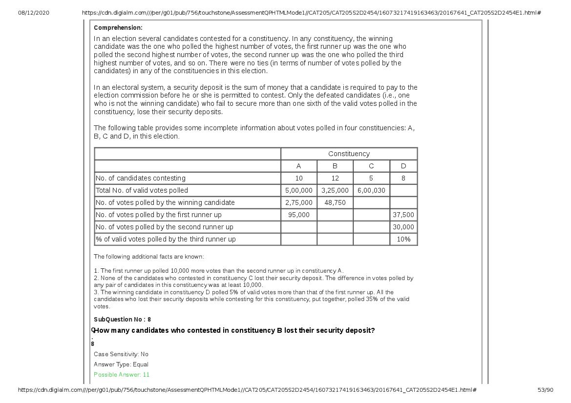CAT 2020 Question Paper PDF with Answer Key (Slots 2 and 3)