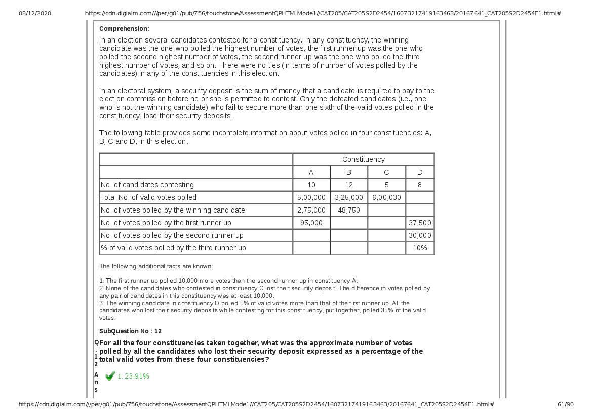 CAT 2020 Question Paper PDF with Answer Key (Slots 2 and 3)